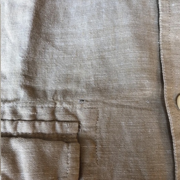Springfield Men Short Sleeve Shirt Linen Sz Large Beach Brown Natural Summer - Picture 5 of 10